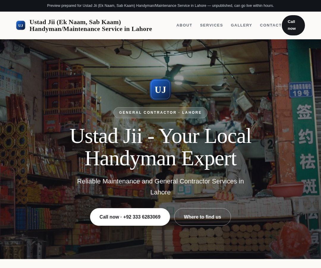 Ustad Jii (Ek Naam, Sab Kaam) Handyman/Maintenance Service in Lahore