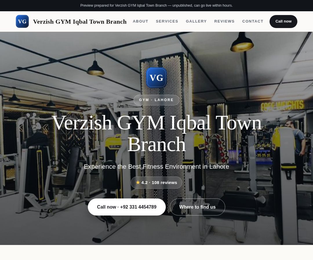 Verzish GYM Iqbal Town Branch