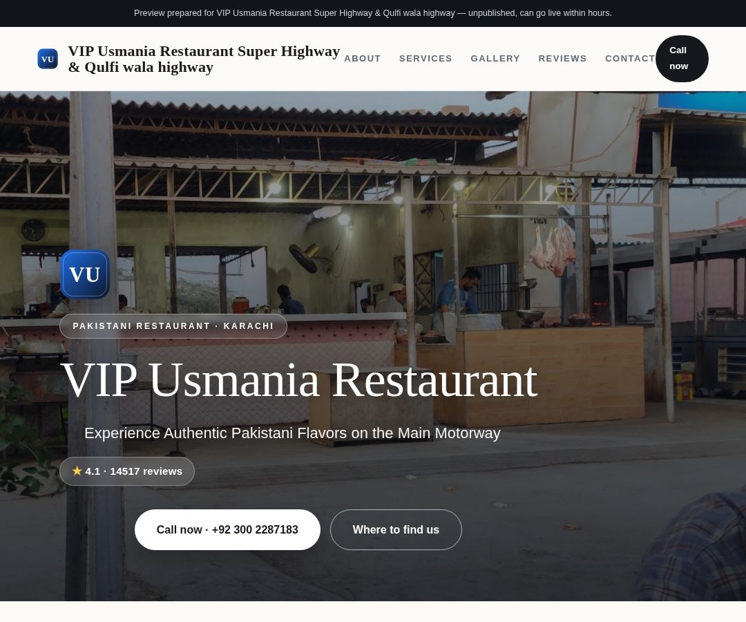 VIP Usmania Restaurant Super Highway & Qulfi wala highway