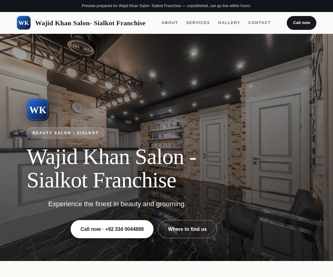 Wajid Khan Salon- Sialkot Franchise