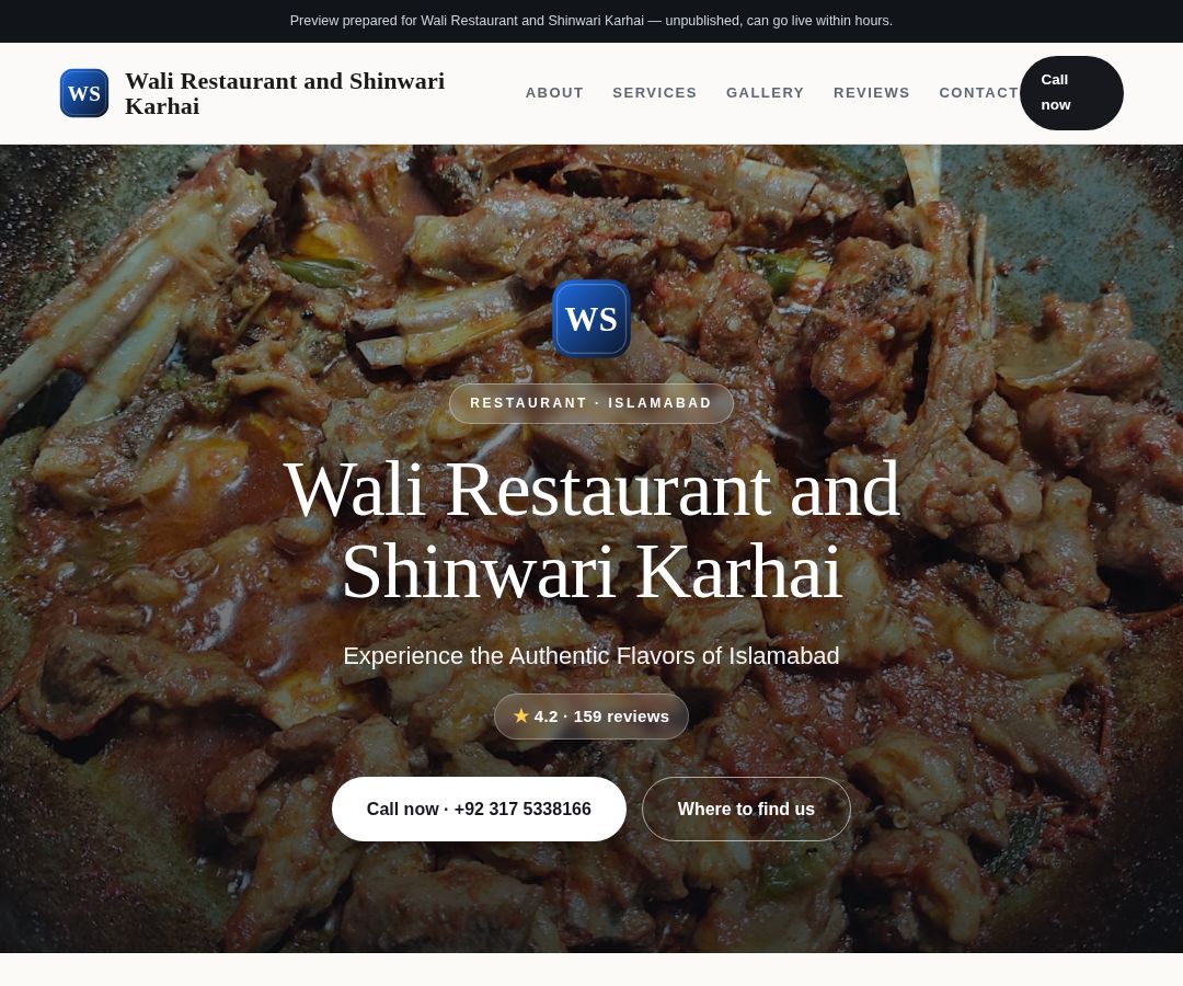 Wali Restaurant and Shinwari Karhai