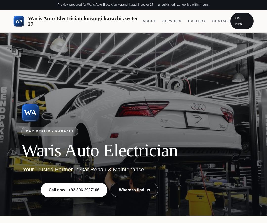 Waris Auto Electrician korangi karachi .secter 27