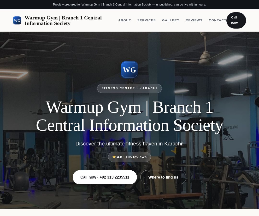 Warmup Gym | Branch 1 Central Information Society