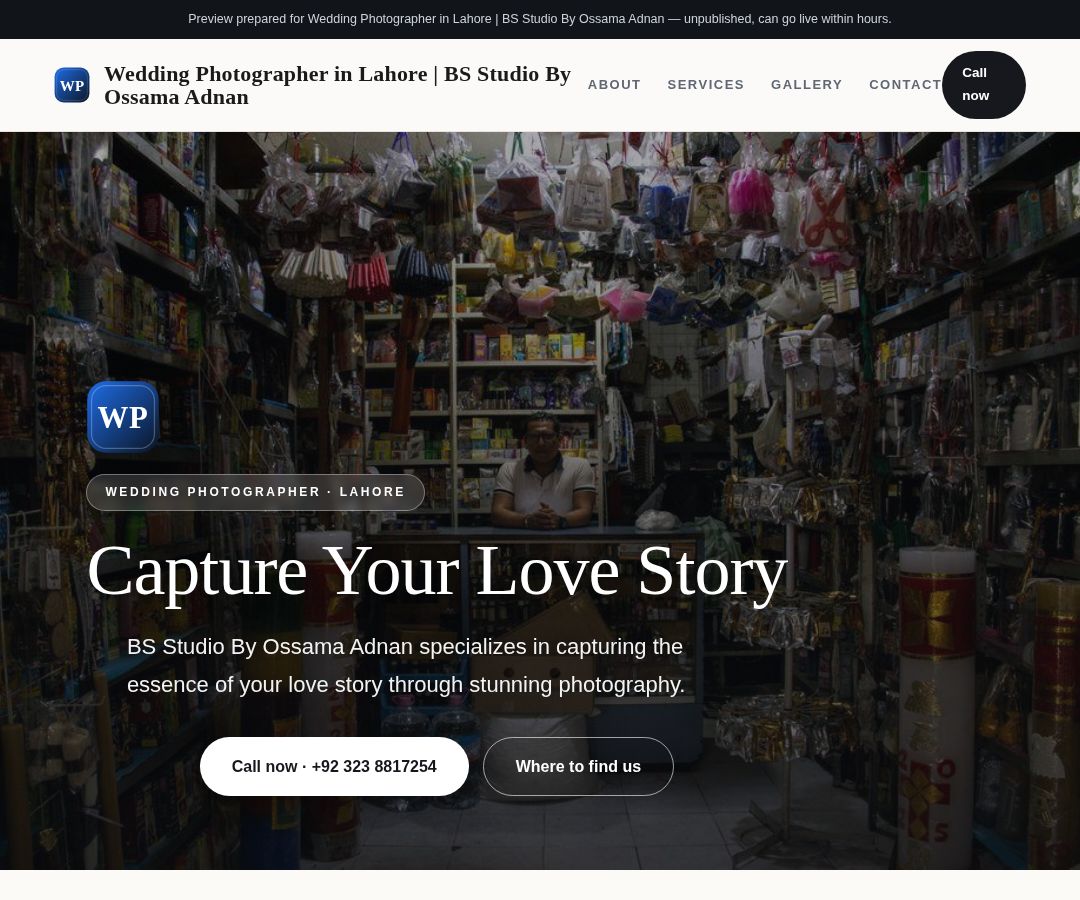 Wedding Photographer in Lahore | BS Studio By Ossama Adnan