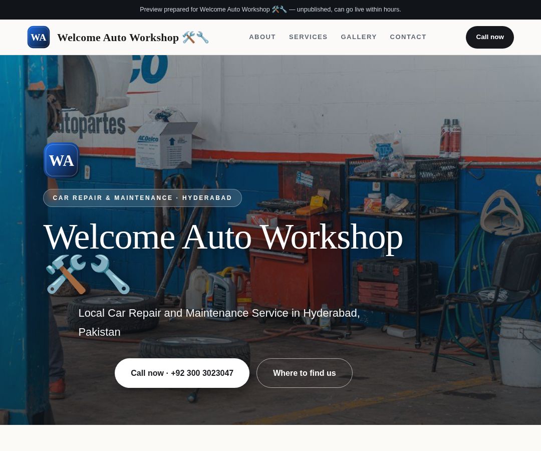Welcome Auto Workshop 🛠️🔧