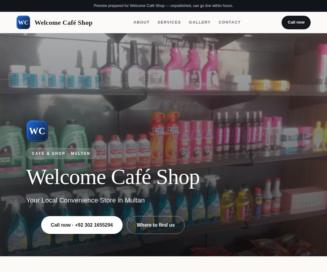 Welcome Café Shop