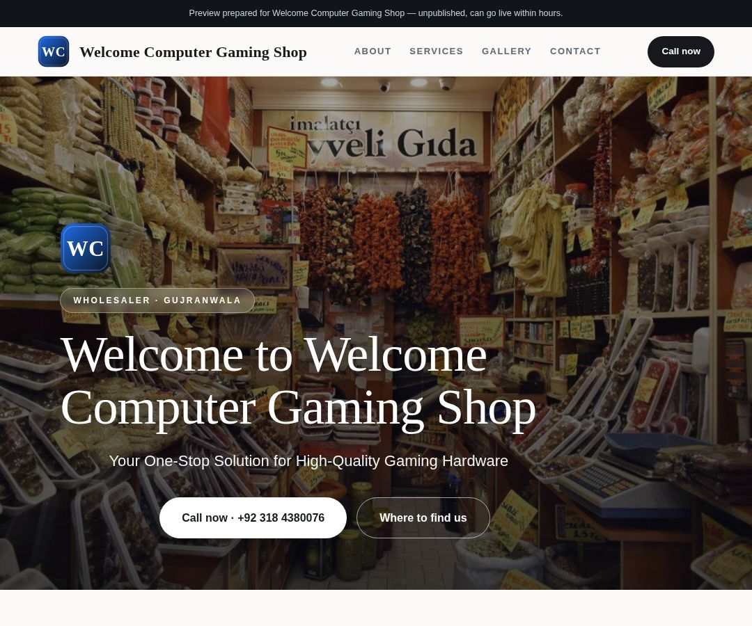 Welcome Computer Gaming Shop