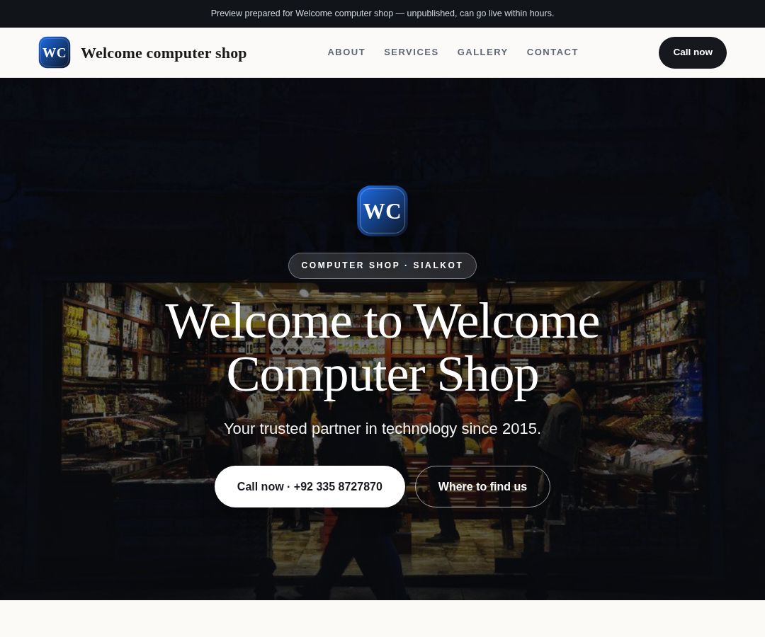 Welcome computer shop