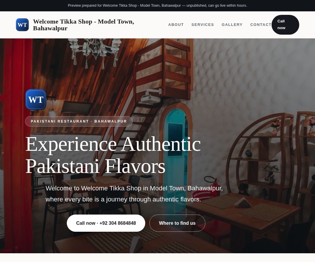 Welcome Tikka Shop - Model Town, Bahawalpur