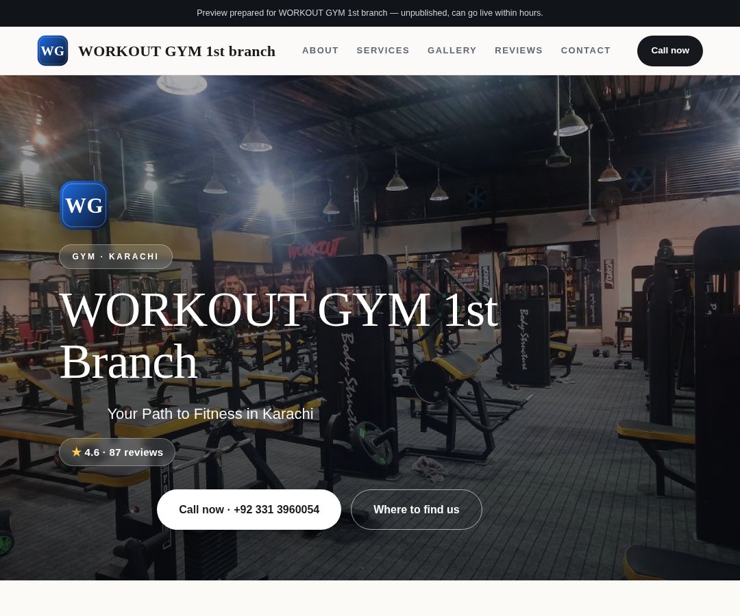 WORKOUT GYM 1st branch