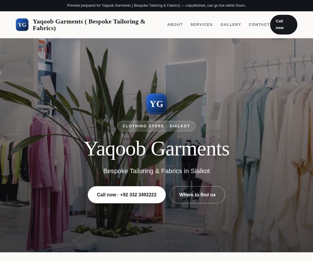 Yaqoob Garments ( Bespoke Tailoring & Fabrics)