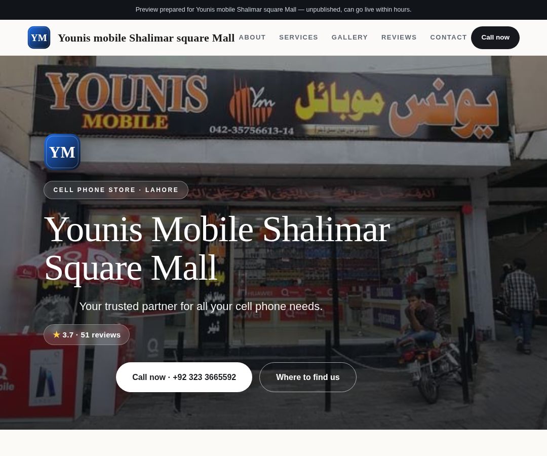 Younis mobile Shalimar square Mall