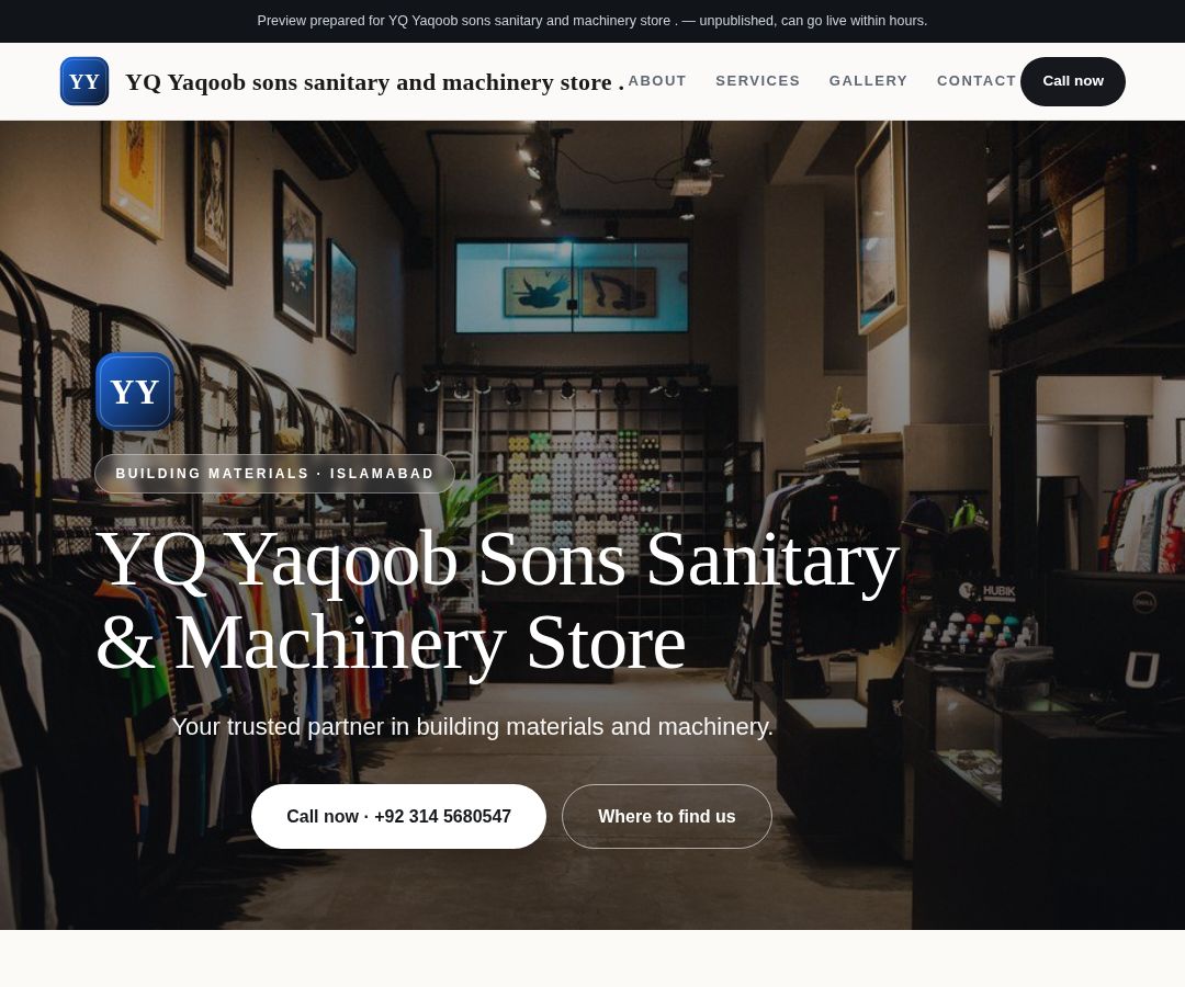 YQ Yaqoob sons sanitary and machinery store .