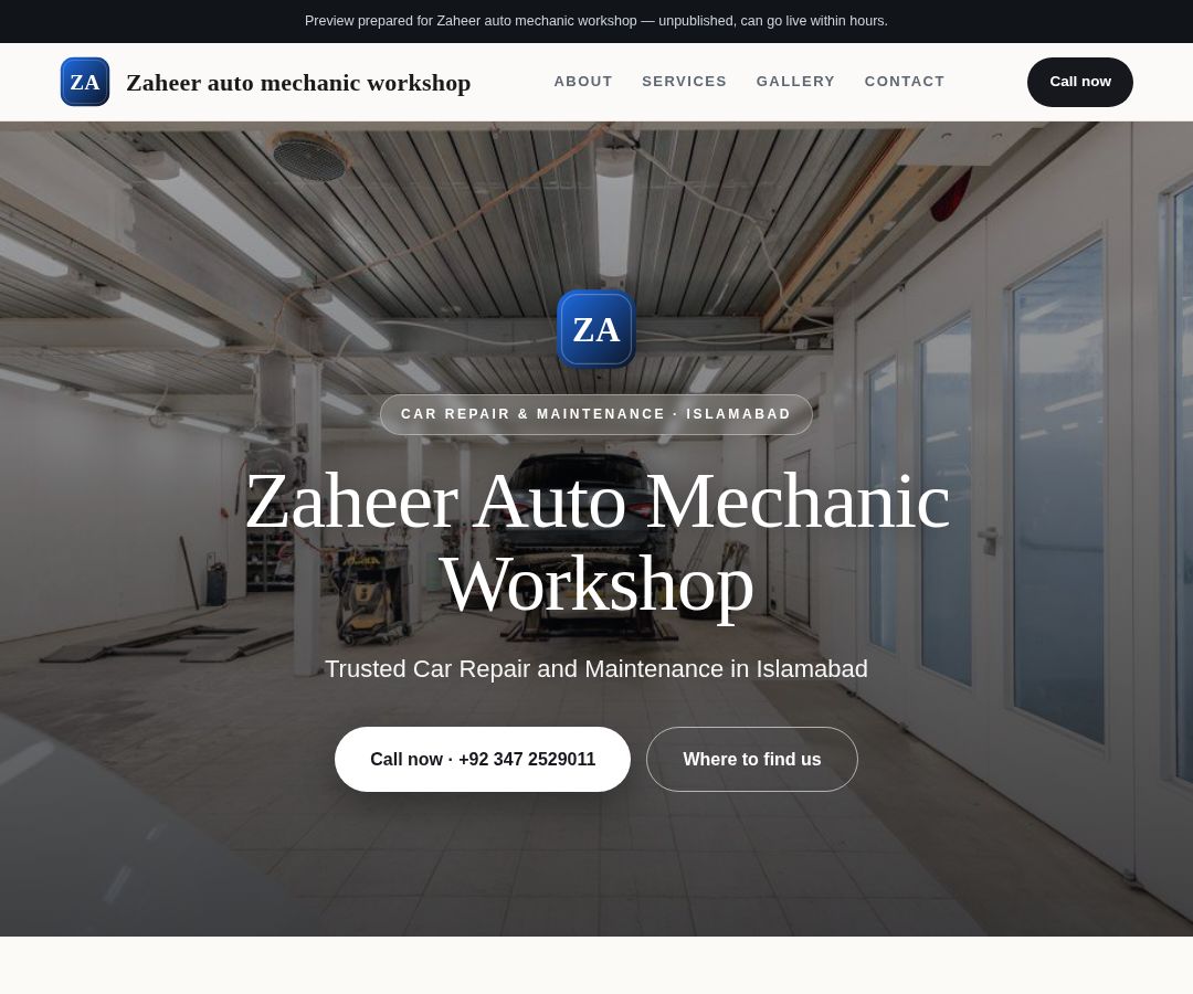 Zaheer auto mechanic workshop