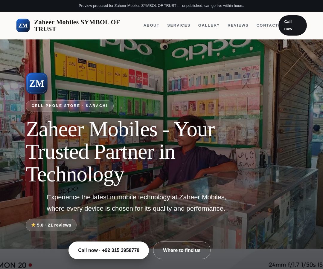 Zaheer Mobiles SYMBOL OF TRUST