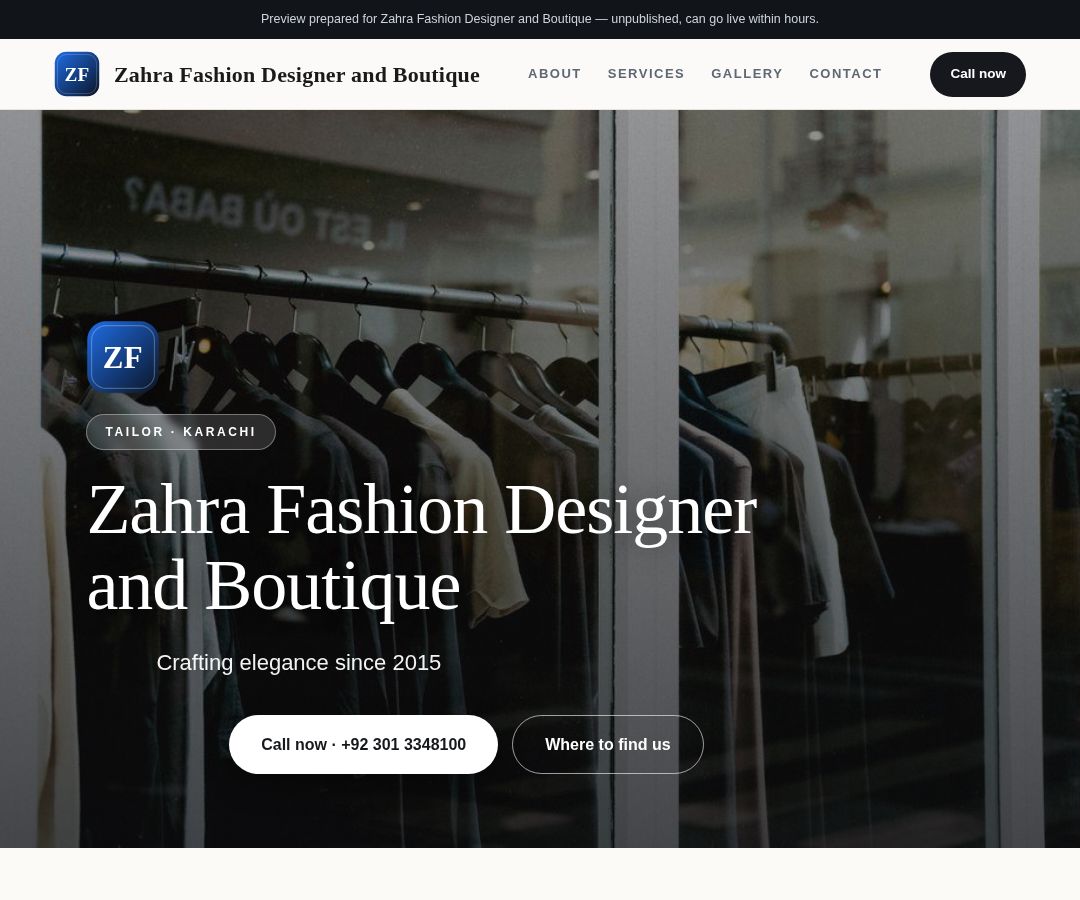 Zahra Fashion Designer and Boutique