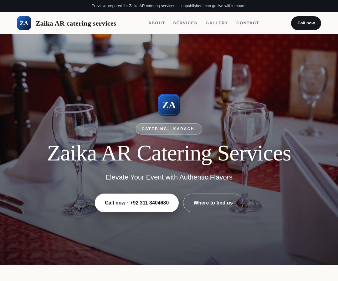 Zaika AR catering services