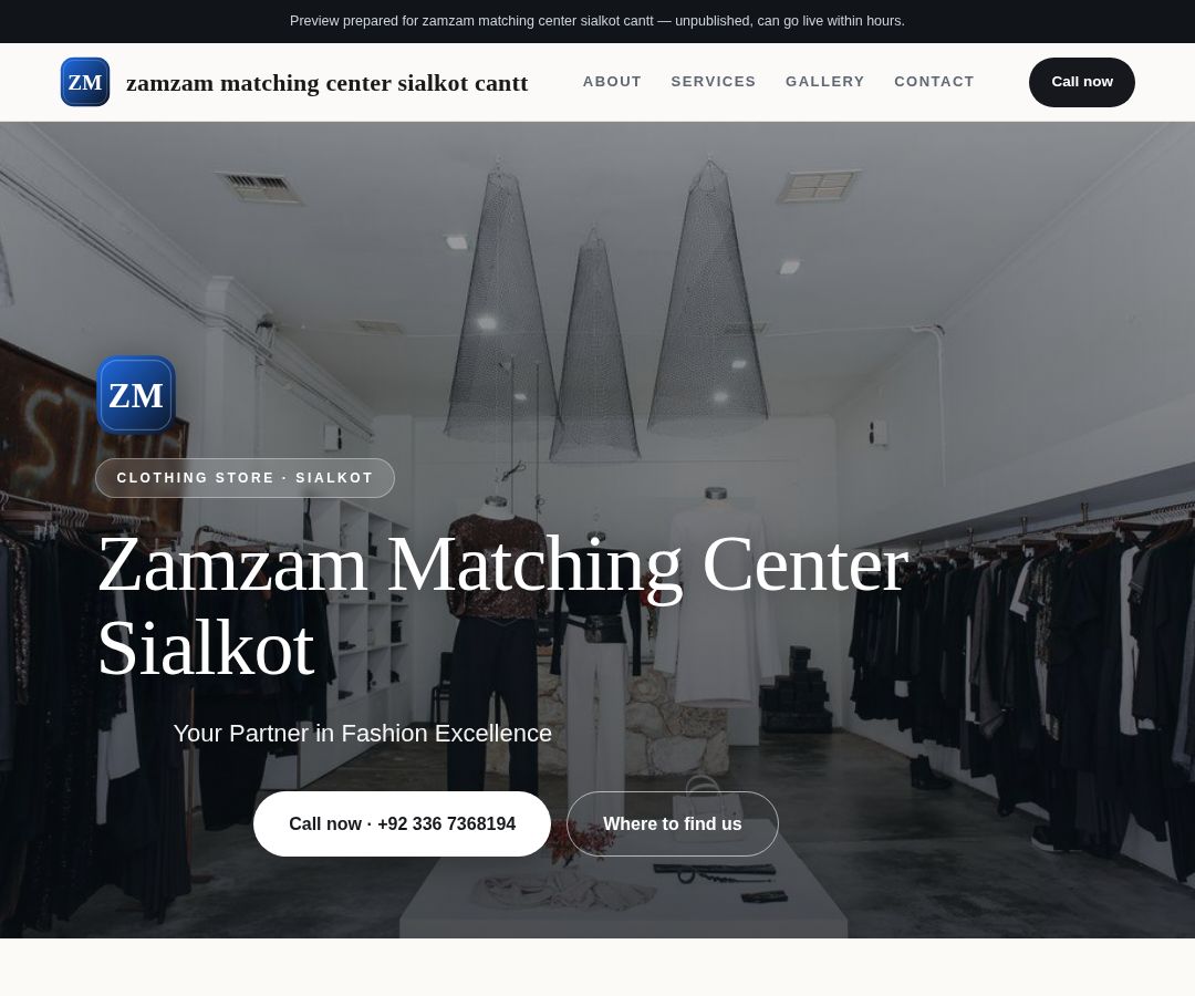 zamzam matching center sialkot cantt