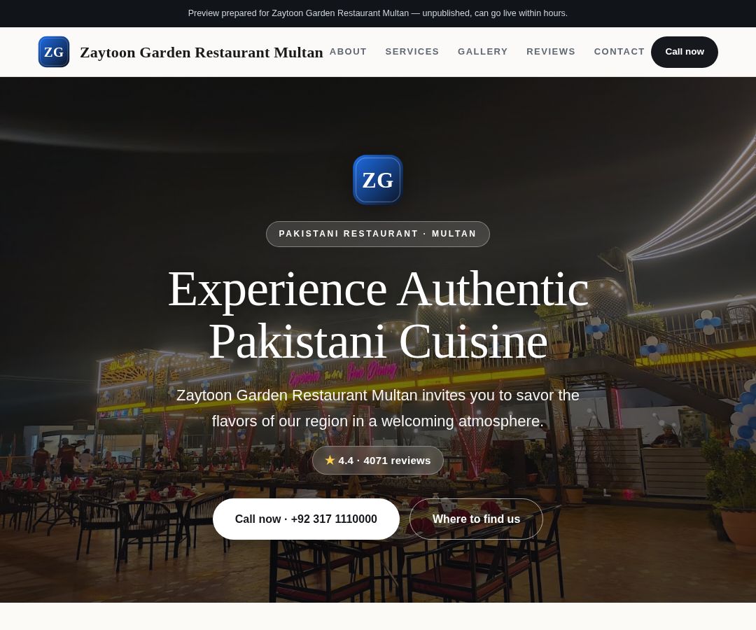 Zaytoon Garden Restaurant Multan