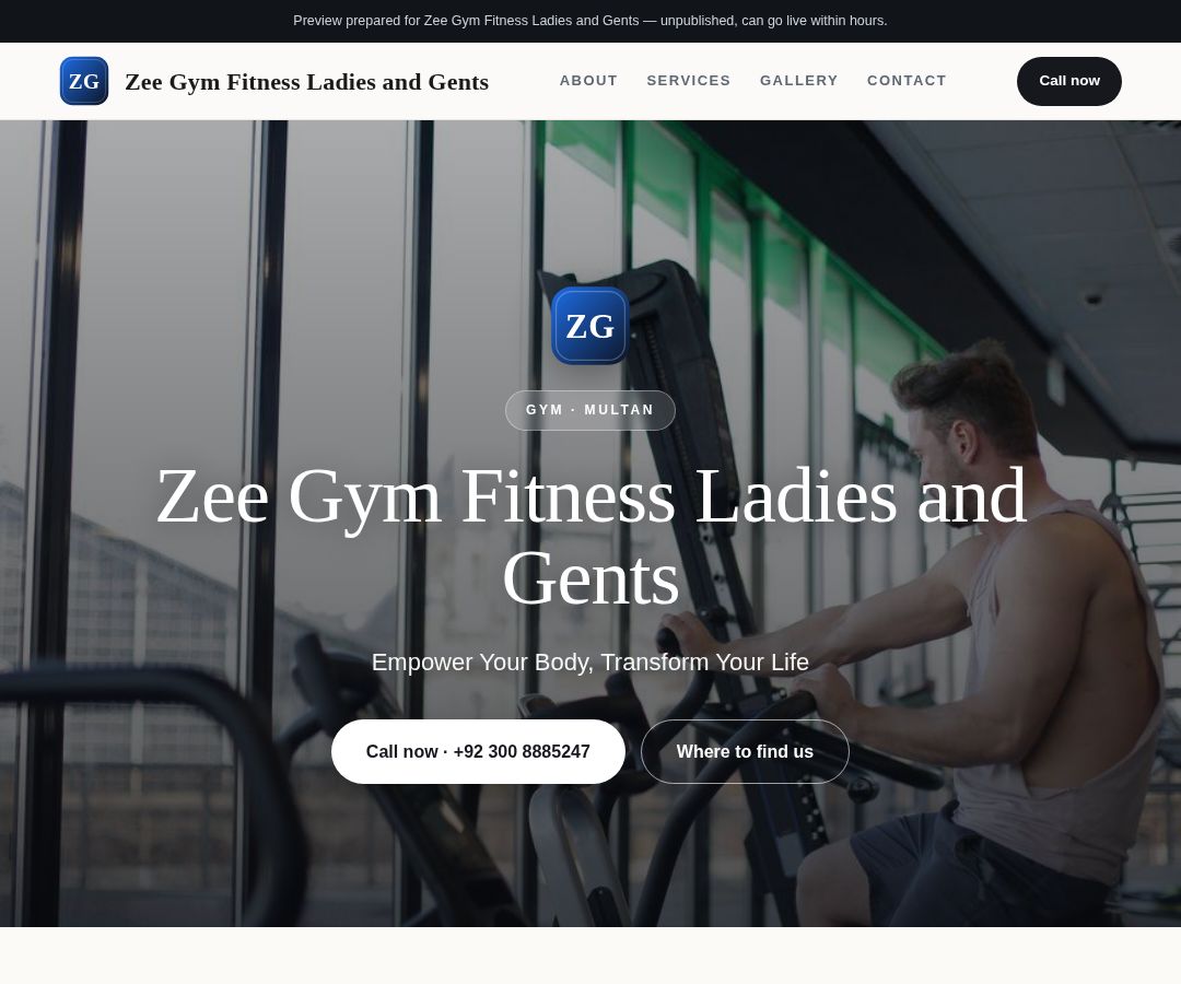 Zee Gym Fitness Ladies and Gents