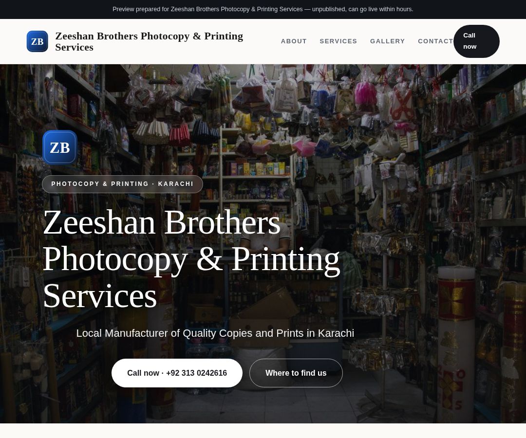 Zeeshan Brothers Photocopy & Printing Services