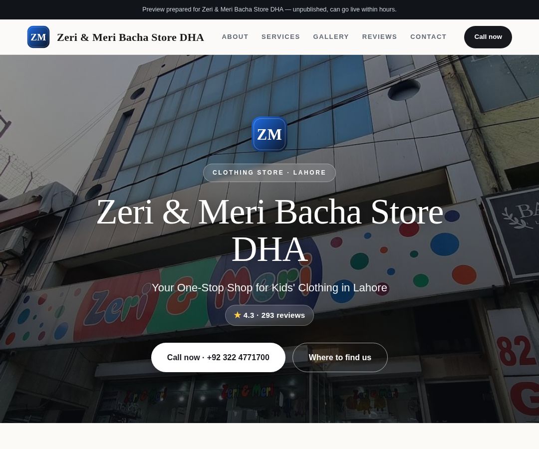 Zeri & Meri Bacha Store DHA