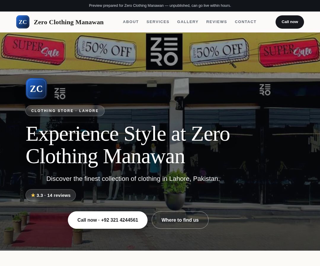 Zero Clothing Manawan