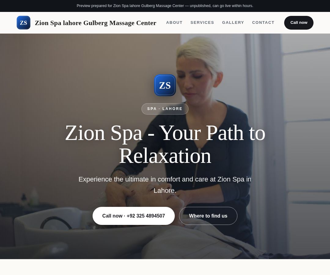 Zion Spa lahore Gulberg Massage Center