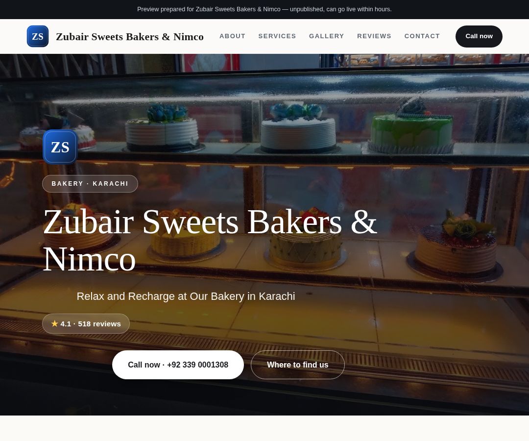 Zubair Sweets Bakers & Nimco